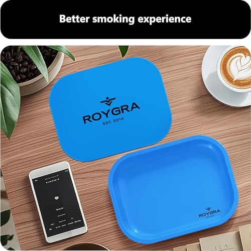 roygra Rolling Tray with Magnetic Lid Set, Small Metal Tray with Lid, Cigarette Pre Roll Smoking Accessories, Portable Smell Proof Rolling Trays for Smokers, Home Table Decor, 7 x 5.5 inch - Red - Image 4