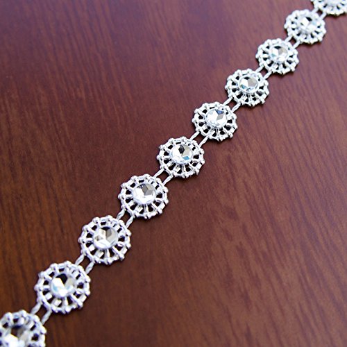 Homeford Daisy Rhinestone Trim Strand, 9mm by 10-Yard, Silver