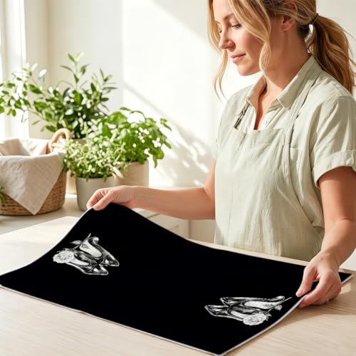 Image of 2 Pcs Black and White Hand Towels 24x14 Inch, Preppy Girly Bathroom Decor