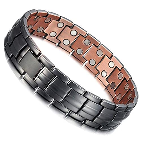 Bracelet magnétique en cuivre Black Power en 14,6 cm - Bracelet 3000 Gauss - Bracelet aimanté - Bracelet cuivre - Bijoux magnétiques