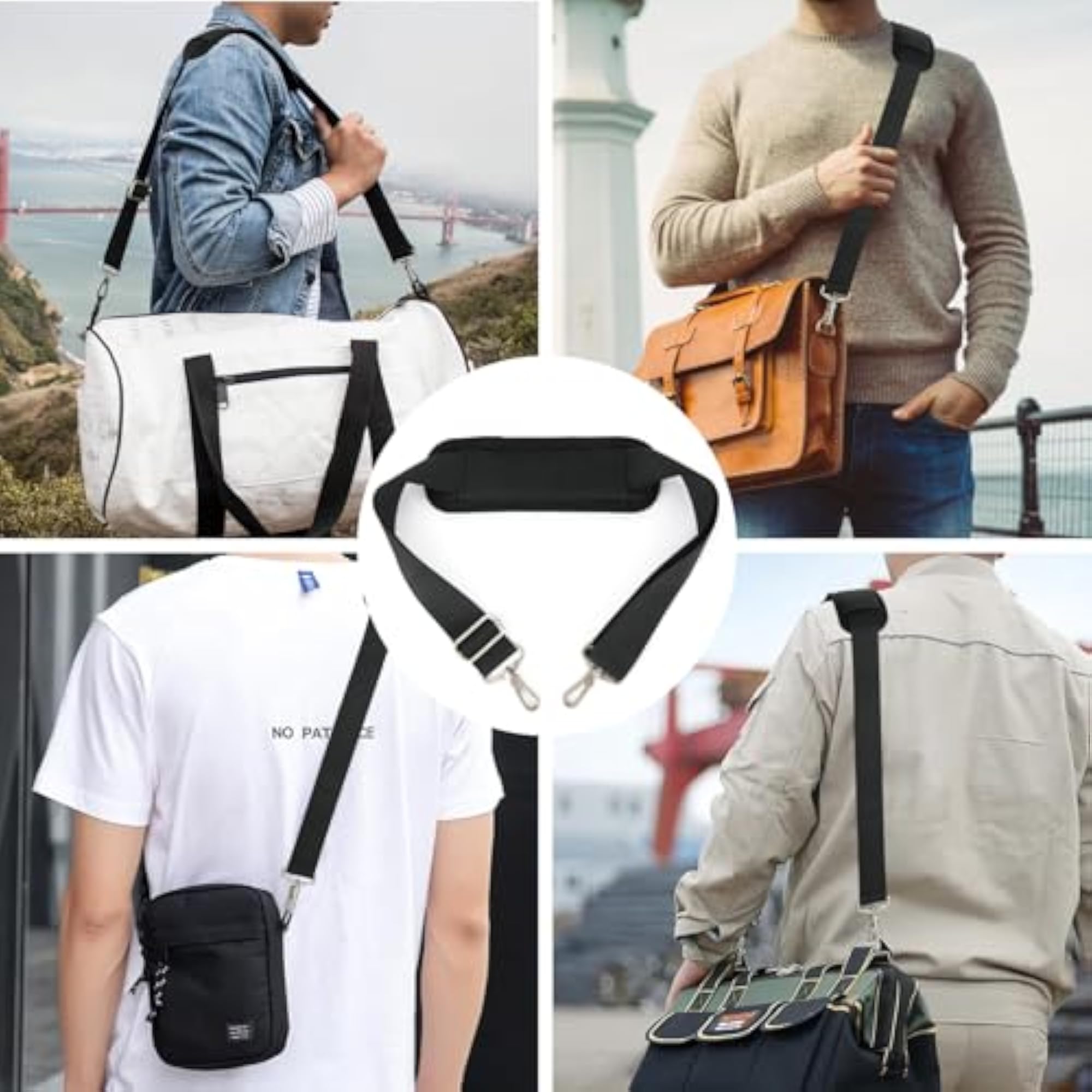 Adjustable Padded Shoulder Strap for Travel Bags, Black
