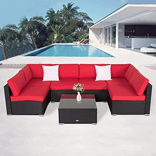 VIRASAT Rattan Wicker Sofa for Garden Furniture Outdoor Cushioned 6 Seater Sofa with Glass Top Center Table Multiuse Sofa Set Brown Color Rattan Sofa Set VIRASAT Rattan Wicker Sofa for Garden Furniture Outdoor Cushioned 6 Seater Sofa with Glass Top Center Table Multiuse Sofa Set Brown Color Rattan Sofa Set