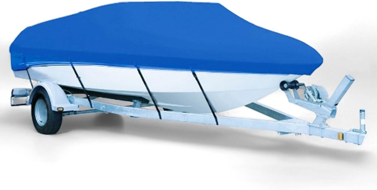 Boat Cover for Tracker Pro Guide V16 SC 2000-2010 2011 2012 2013 2014 2015, Waterproof Resistant Marine Grade Heavy Duty Trailerable Canvas Speedboat/Fishing Outdoor Storage Cover,B-Blue