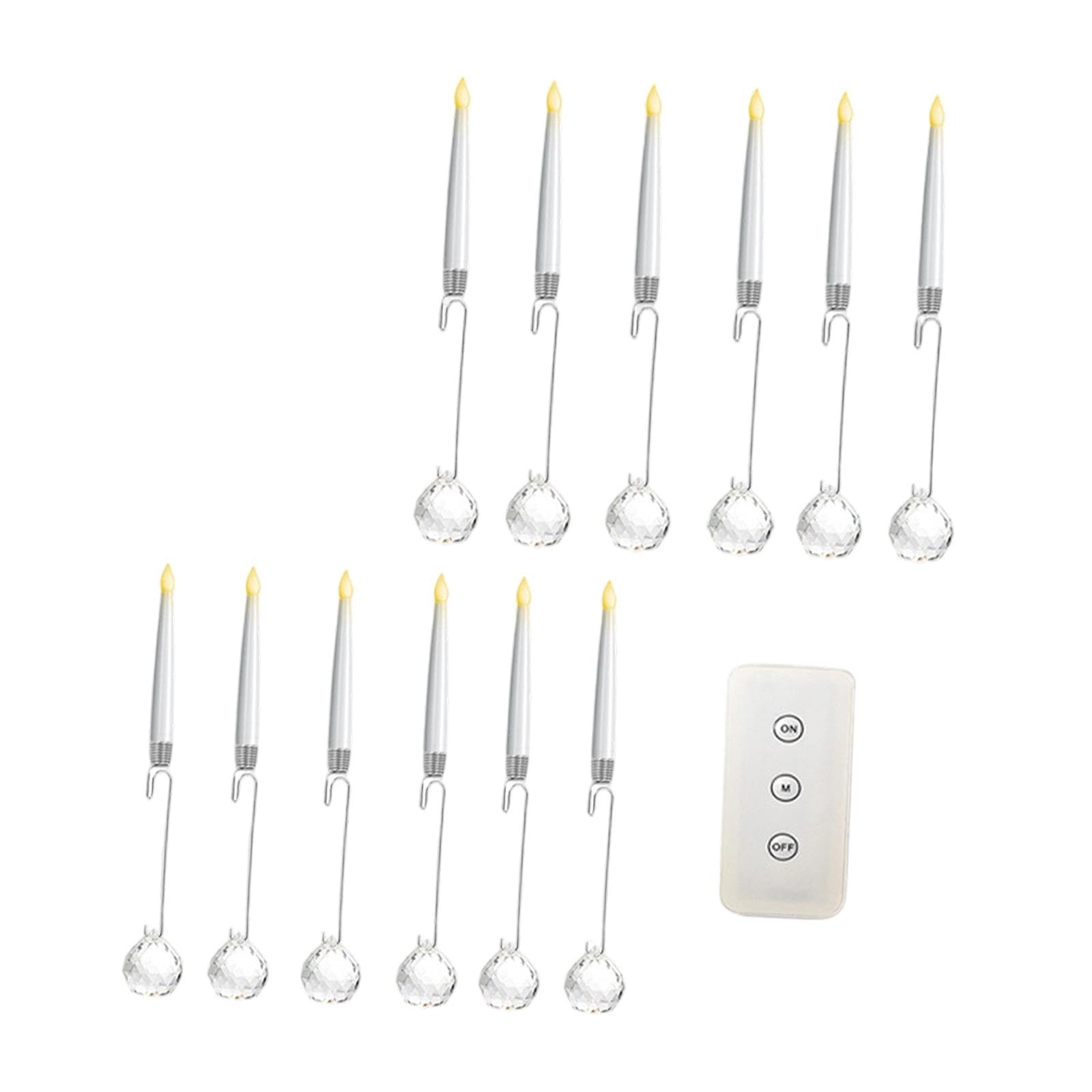 perfk 12x Candele per albero di Natale a LED, candele coniche corte, decorazioni con telecomando, candelieri a LED per tavolo, festa, Halloween, casa, Palla Acrilica