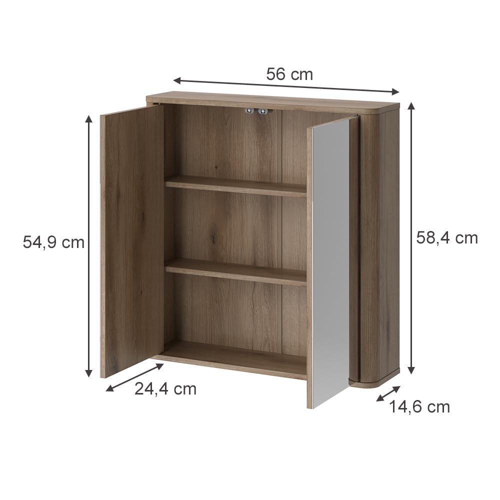 Vicco Specchio contenitore bagno Skara, Rovere, 56 x 58.4 cm