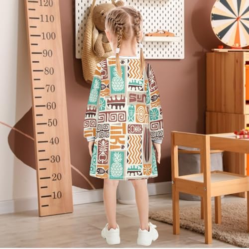 Girls Dresses Toddler Girl Clothes Exotic Tiki Pattern Winter Casual Long Sleeve for Kids 2-8 Years3