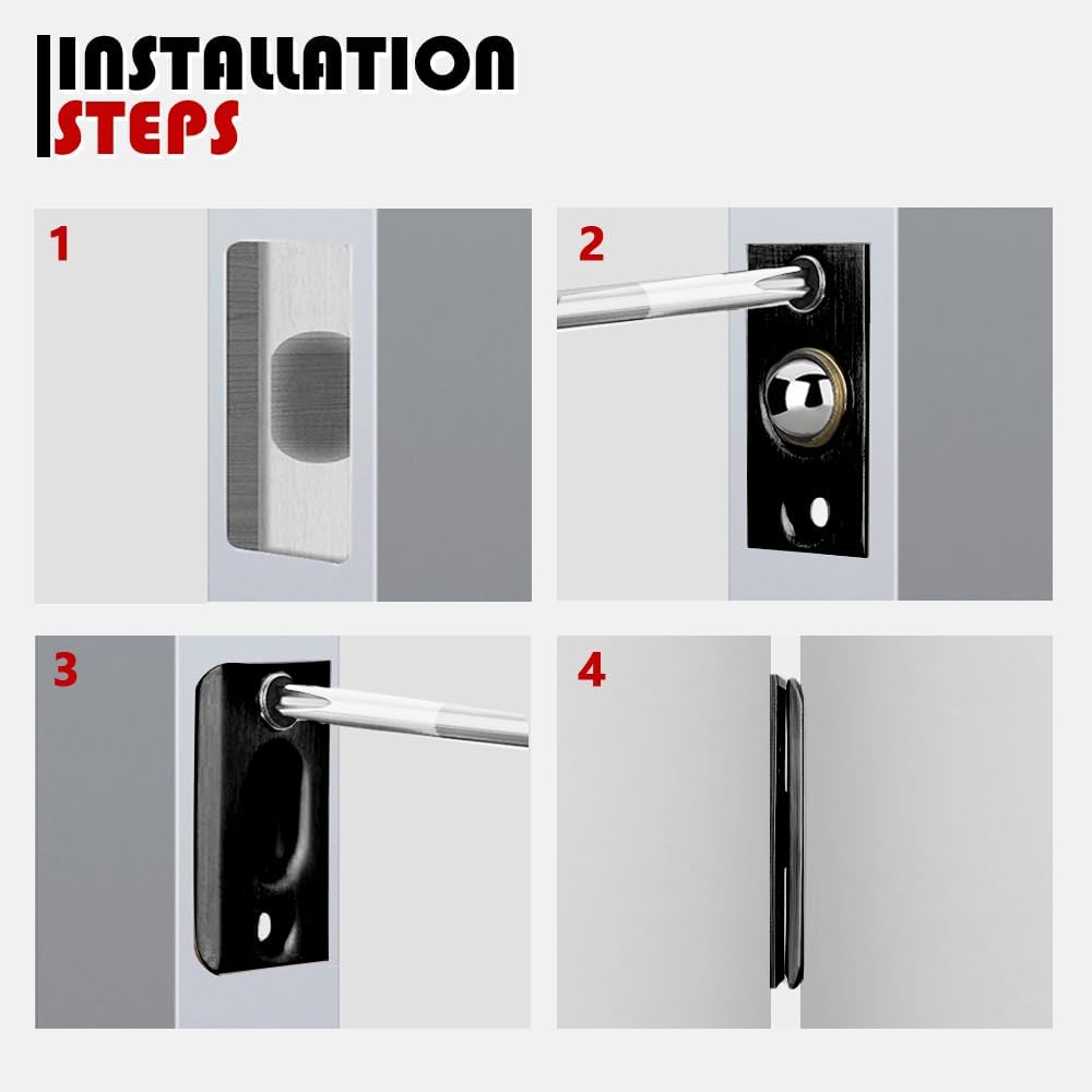Closet Door Ball Catch Hardware, Stainless Steel Adjustable Ball Catch Door Hardware with Brushed Satin Finish Strike Plate,Strong Drive in Ball Latch for Closet (2, Black)