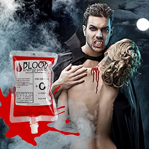 Anear K2534 Blood Bag Halloween Party Cups Drink Container For Halloween, Theme Party, Costume Props, Clear