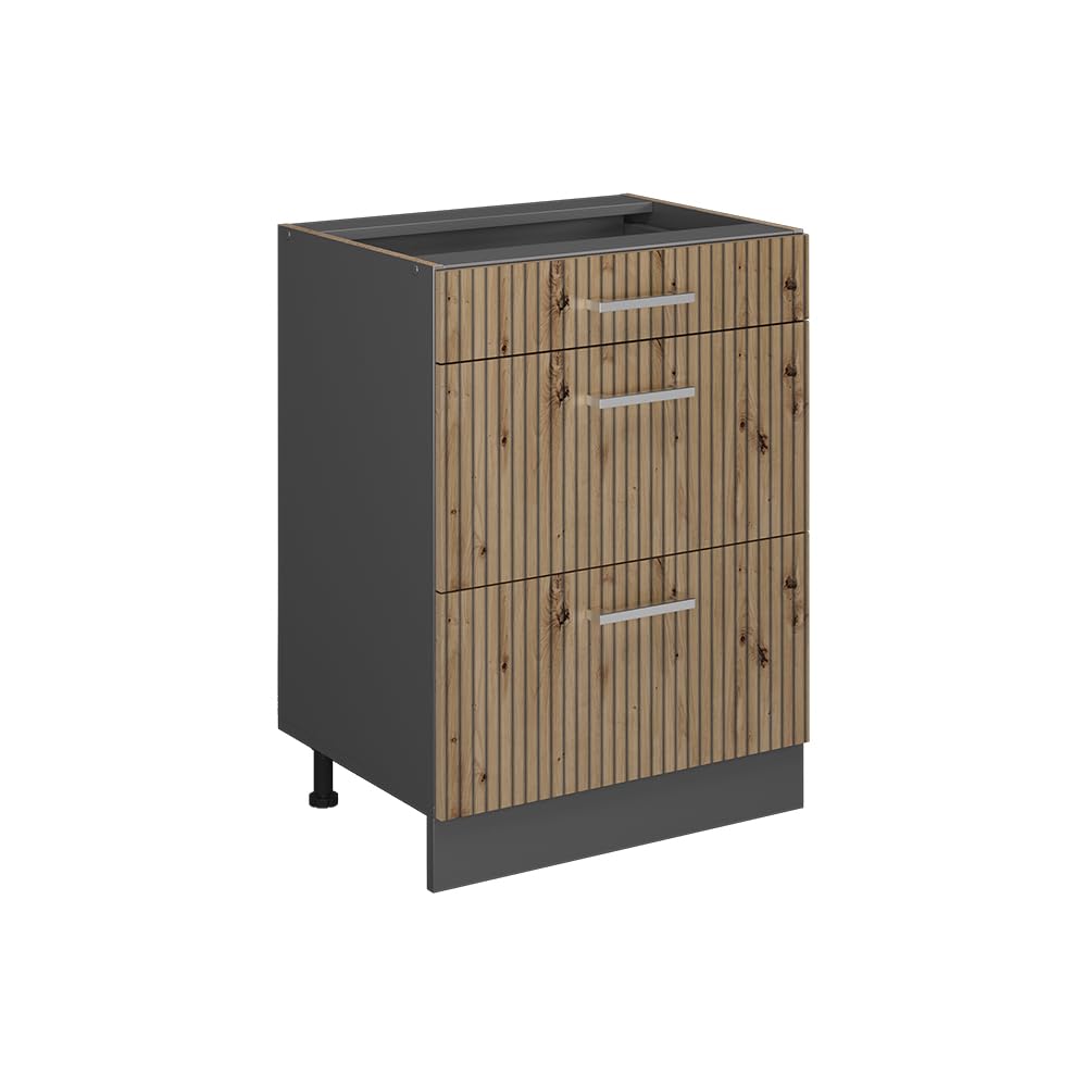 Vicco Kitchen base cabinet Raul, Artisan oak, 60 cm with drawers, without worktop, for flexible combination within modular kitchen systems โ image 1