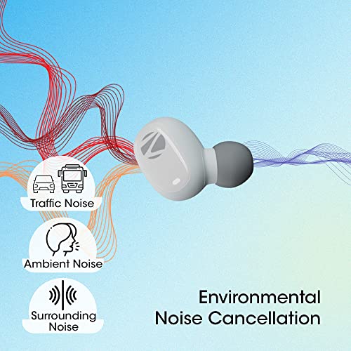 Image of Zebronics Sound Bomb N1 TWS in Ear Earbuds with ENC Calling, Gaming Mode (max 50ms), Bluetooth 5.2, 18H Backup, Fidget Case, Voice Assistant, Splash Proof, Type C & Call Function (Fog White)