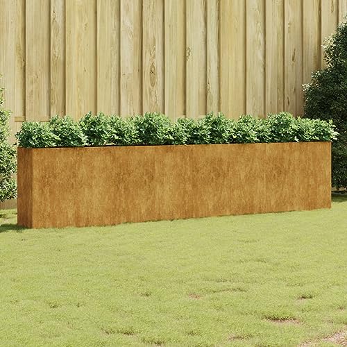 Jardinière surélevée en acier Corten pour jardiner sans mal de dos avec compartiments - 3