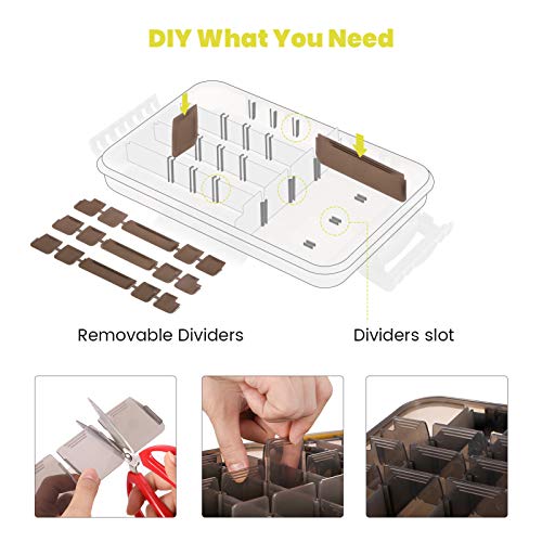 Gonex 3600 Tackle Trays 2 Packs, Sun Protection Waterproof Tackle Boxes for Fishing, Tea-Colored Clear Thicker Floating Airtight Tackle Box Organizers with DIY Dividers for Storage of Lures Hooks etc. by Gonex - Image 5