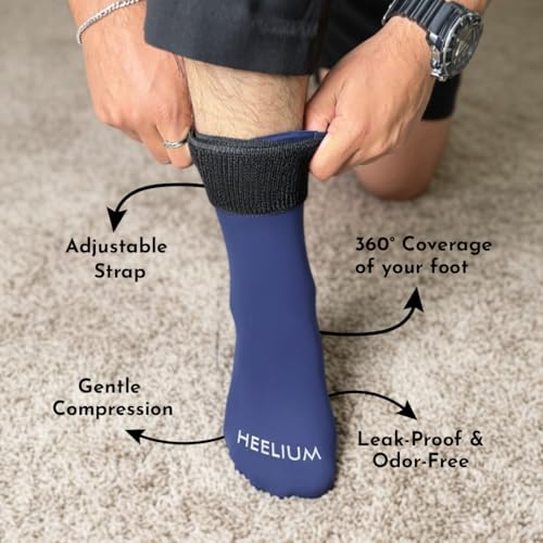Image of HEELIUM Hot & Cold Therapy Socks for Foot Pain Relief | Reusable Gel Ice Pack Socks for Neuropathy & Plantar Fasciitis | Microwaveable & Freezable | Heel & Arch Pain - 1 Unit (1 Leg Only)