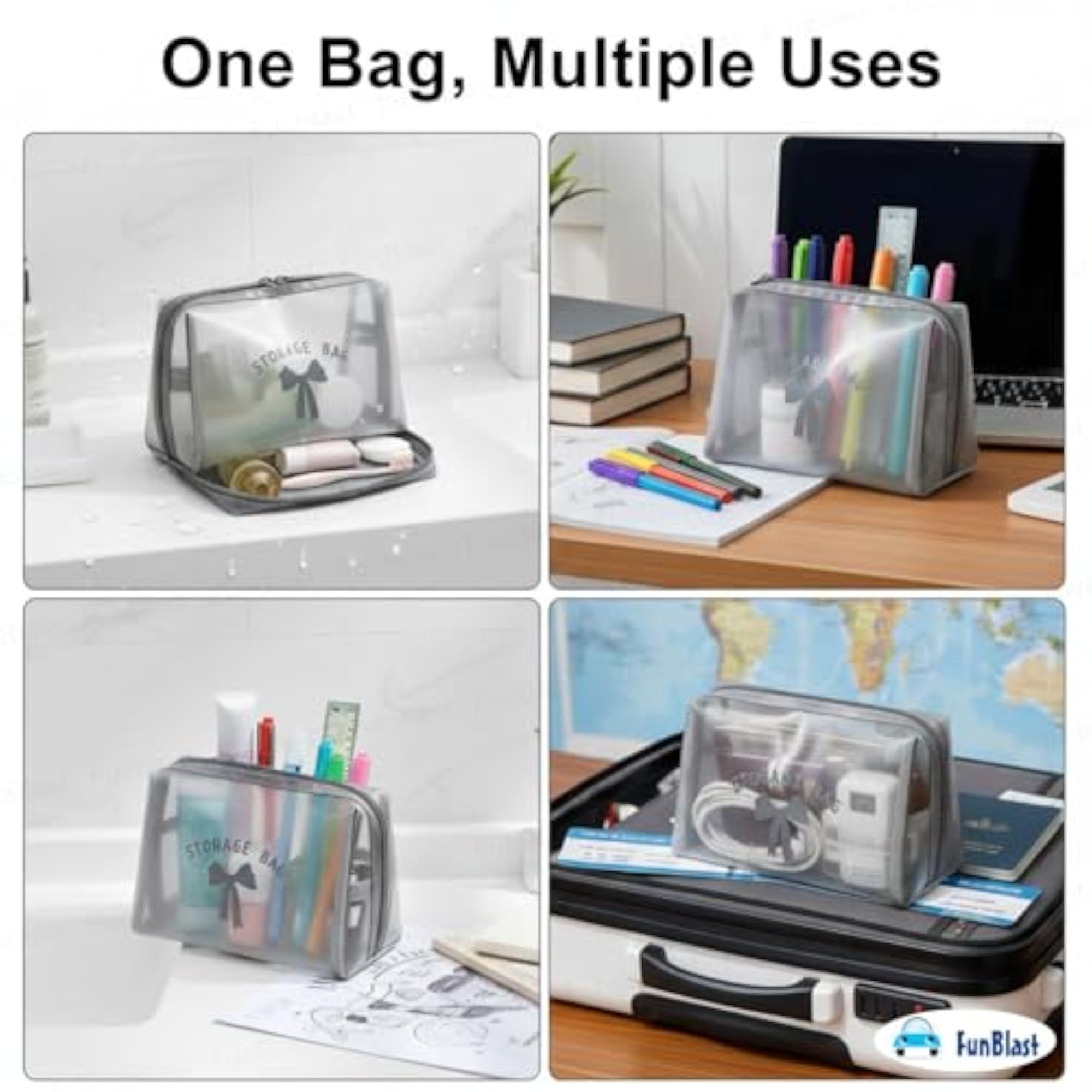 Cosmetic Pouch Case - Travel Mesh Makeup Bags for Women