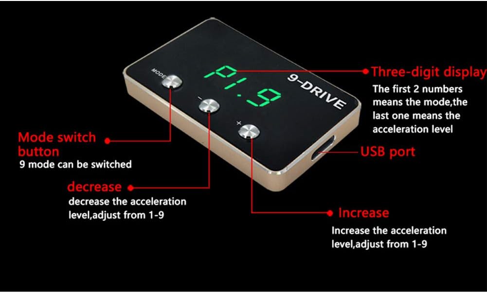 Mallofusa Throttle Response Controller Electronic Throttle Controller 9 Modes Smart Electronic Racing Accelerator Fit for L200 Montero New Pajero Triton Xpander Throttle Cars Green LED
