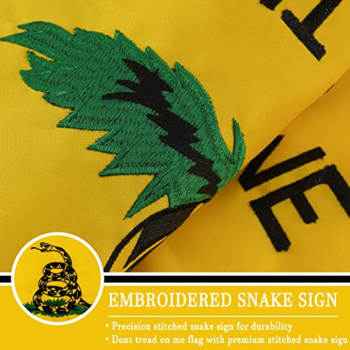Azcover Dont Tread On Me Flag, 3X5 Ft Gadsden Flag Made In Usa, Embroidered Snake Vivid Color 210D Heavy Duty Nylon Don't Tread On Me Flag 3X5 For Outdoor Indoor With 2 Brass Grommets #TOP2