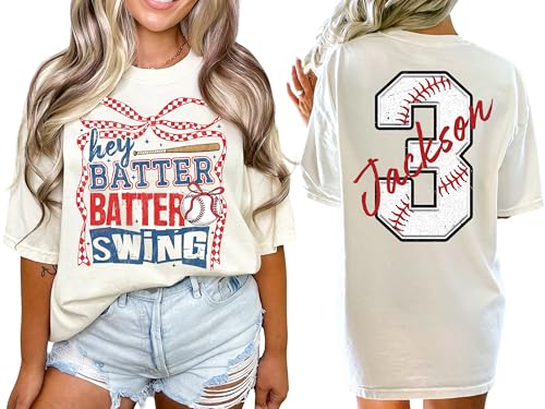 Julyly POD Personalized Baseball Mom Shirt with Kids Name and