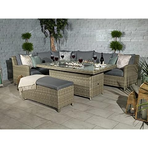 Royalcraft Wentworth Deluxe Modular Corner Dining Set - Fire Pit Table 170x100cm Cover