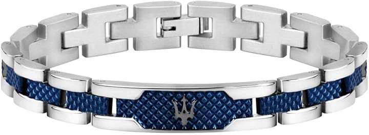 Bracciale da uomo maserati collezione jewels in acciaio pvd grigio pvd blu JM419ASC02