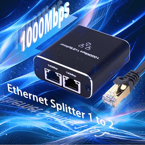 Image of LIEZHUA 1000Mbps Network Splitter with LAN Cable Cat 6 - RJ45 Ethernet Splitter 1 to 2 High Speed Gigabit LAN Internet Splitter for Cat 5 /5e /6 /7 /8, Supports Two Devices Working Simultaneously