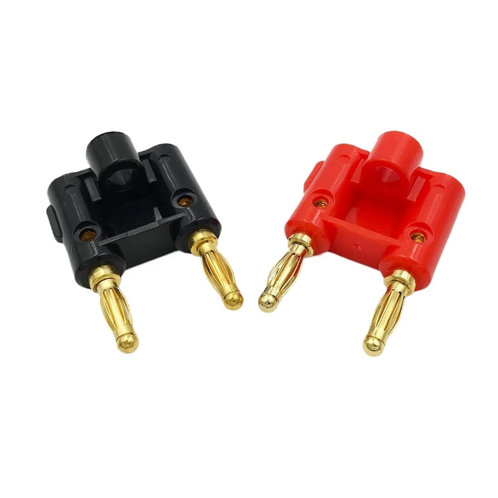 100 pezzi dorati doppi 4mm spina maschio a banana for presa jack adattatore altoparlante connettore(50Black 50Red)