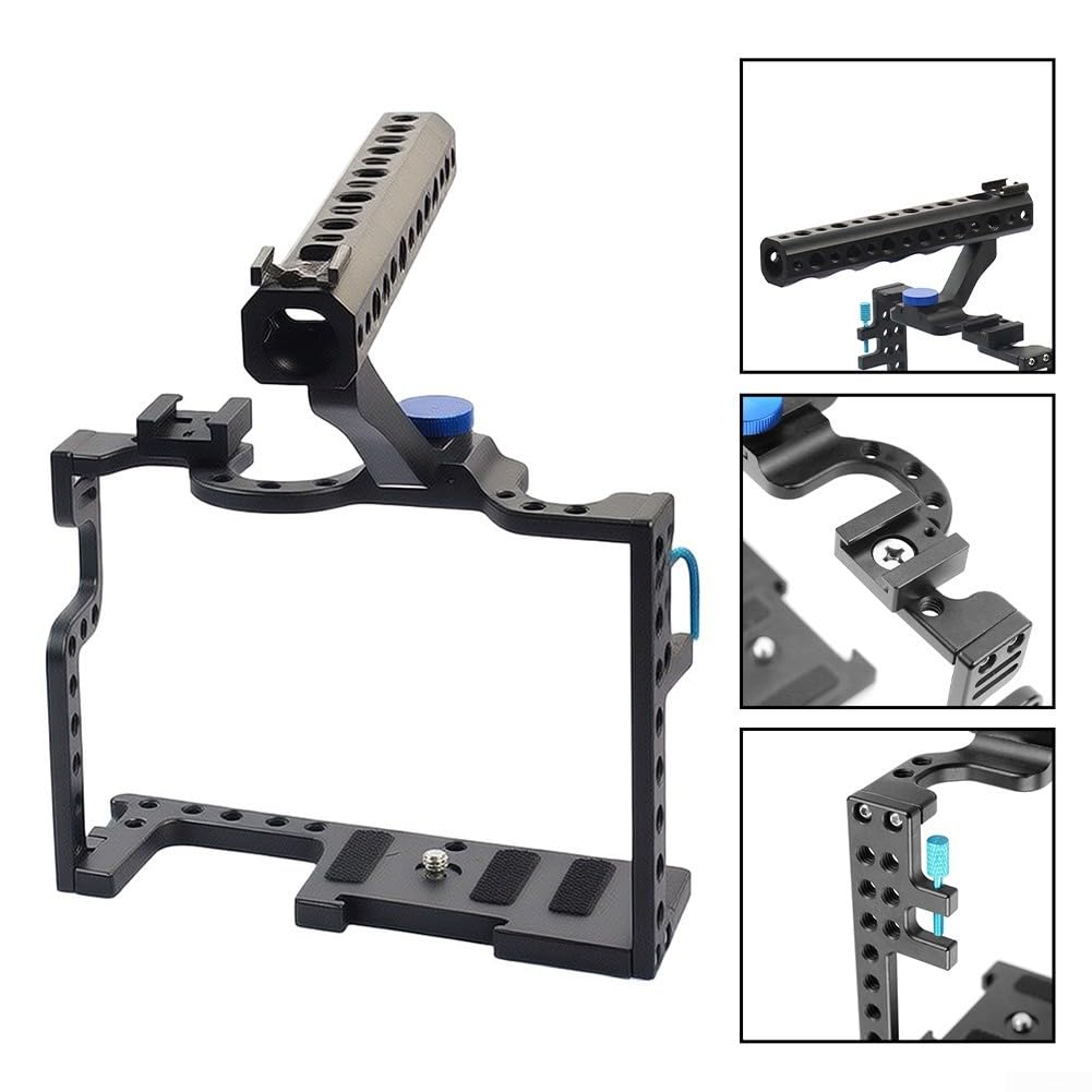 FACAIIO Gabbia leggera e robusta per DSLR GH5/GH5S, telaio protettivo antiurto con impugnatura superiore ergonomica per viaggi con angolo basso