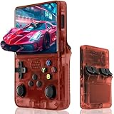 Whatsko R36S ArkOS レトロハンドヘルドゲームコンソール RK3326 3.5インチIPS 64ビット デュアル3Dジョイスティック ポータブルエミュレータ互換機 日本語対応 3500mAh 64GB 透明红