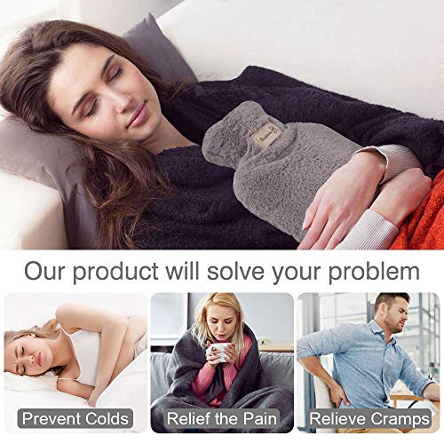 GoodGoodday Warmwaterzak, warmwaterflessenhoes 1 liter warmwaterzak met nieuwe pluche super zachte hoes premium… - Image 5