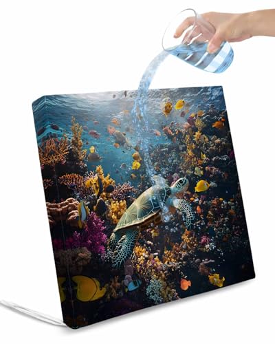 2 Pack Turtle Waterproof Cushion Covers with Ties, Outdoor Patio Chaise Lounge Chair Seat Cushion Slip Covers Replacement(Only Cover) Ocean Coral Sea Fish Modern Summer Animal 24