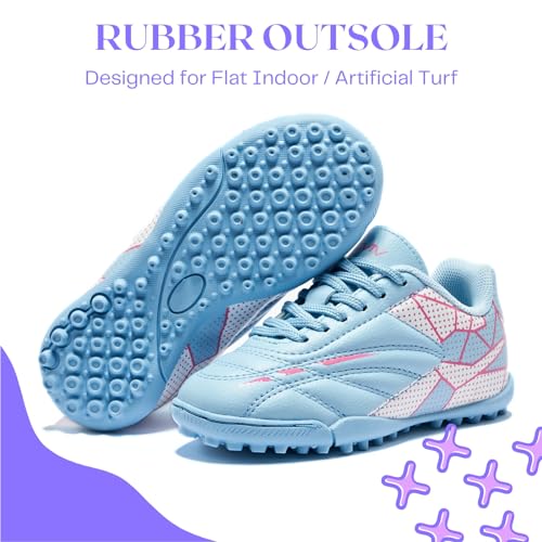 Girls Soccer Cleats for Toddler and Little Kids - Turf Lace Up Soccer Shoes - TF Outsoles for Flat Indoor and Artificial Turf2