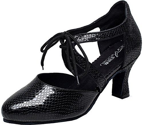 Chaussures de danse latine à lacets : maintien et bout rond protecteur 7047