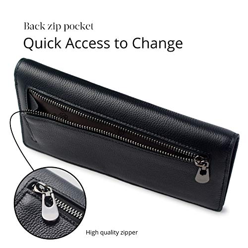 Bveyzi BE1633BK Ultra Slim Thin Leather Rfid Blocking Credit Card Holder Bifold Clutch Wallets thumb #3