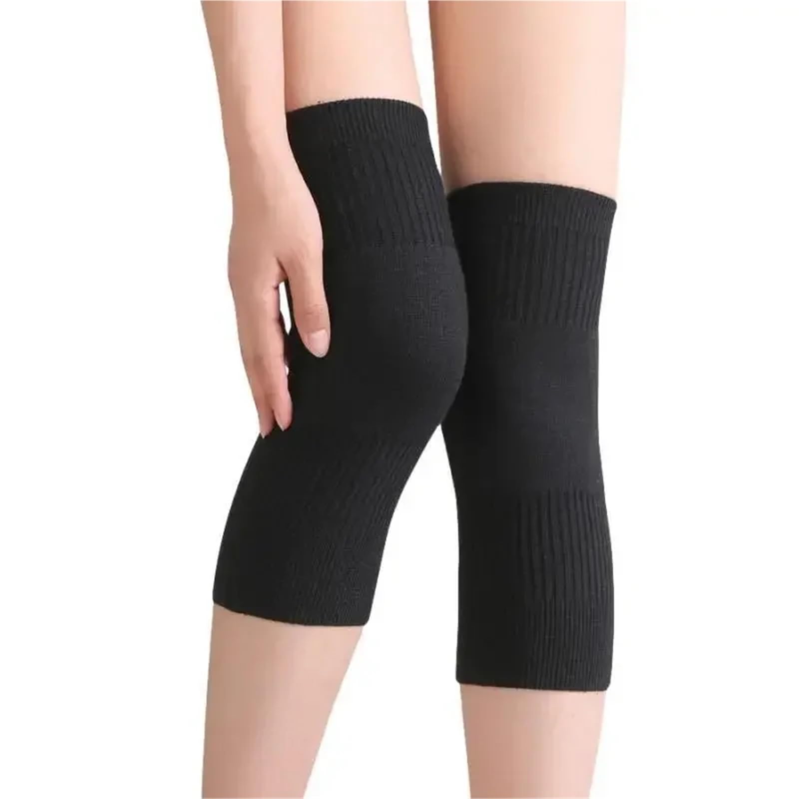 genouillere 1 paire de genouillères soutien for hommes et femmes, protège-jambes d'hiver chauds thermiques for cyclisme, ski, course à pied(Black,XL)