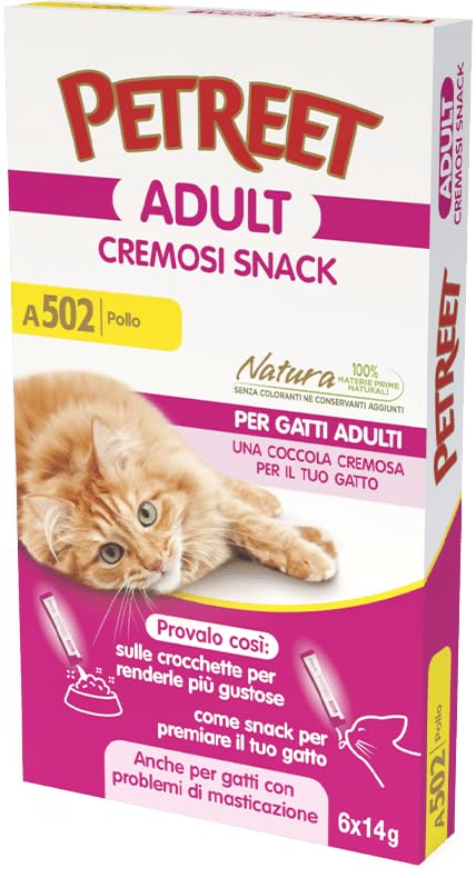 PETREET Cremosi Snack Pollo- Confezione da 72 Bustine x 14 gr