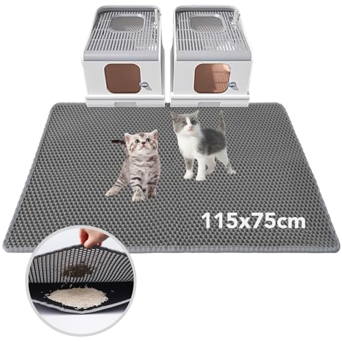 BomDa Tappetino per Lettiera Gatto XXL 115x75CM, Design a Nido D'ape, Impermeabile, Doppio Strato(115x75cm)