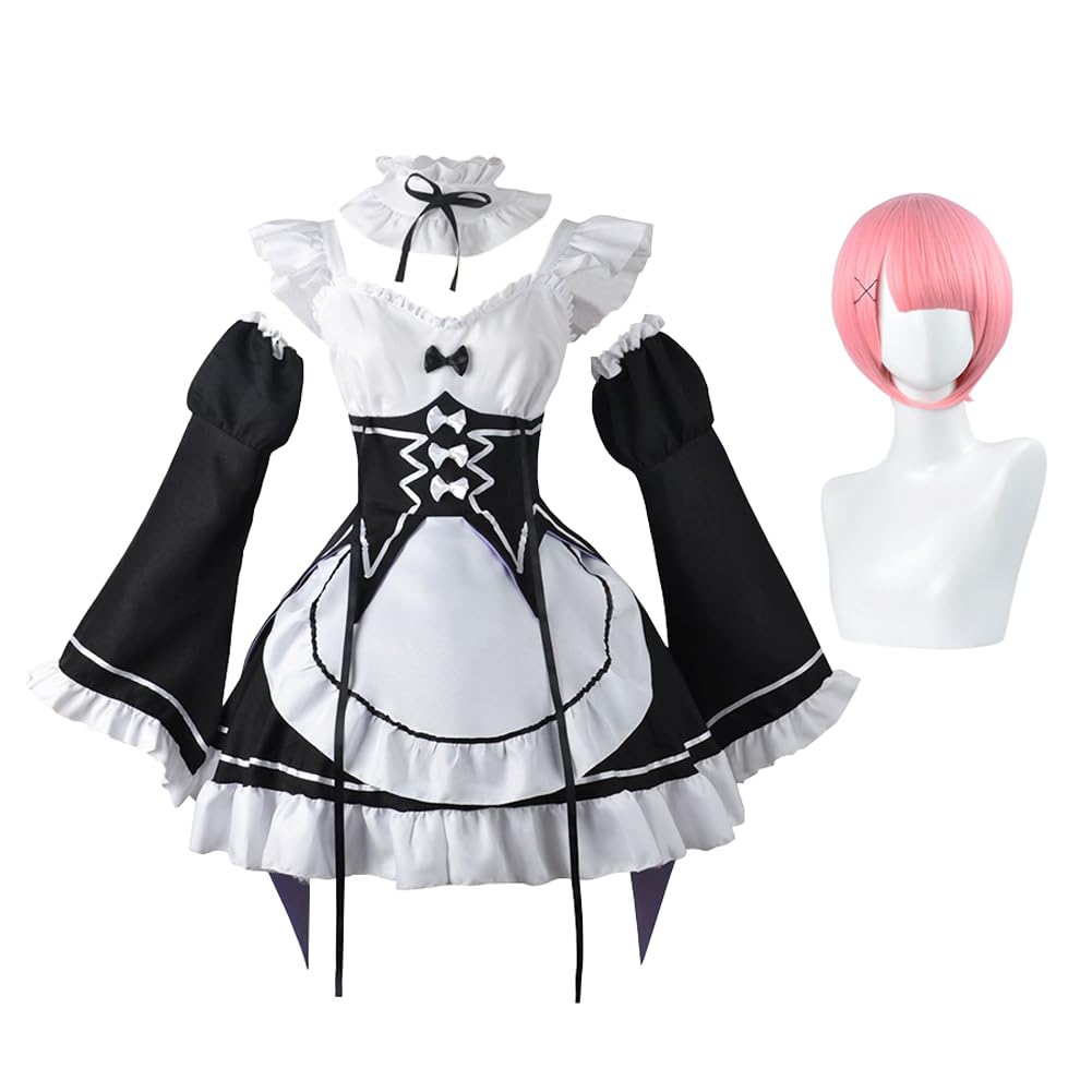 Anime Re:0 Rem Ram Maid Cosplay kostium Halloween, impreza, strój anime, wystawa, sukienka Lolita, mundur dla kobiet i dziewcząt