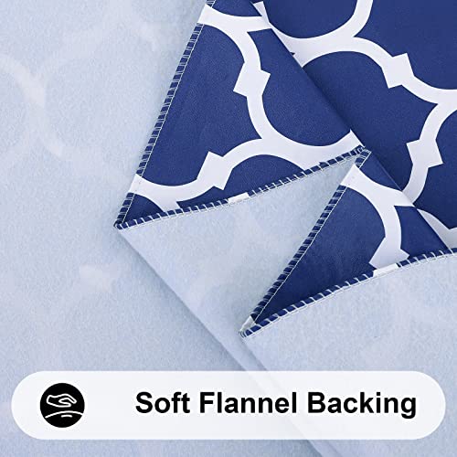 Image of Smiry Round Table Cloth, Flannel Backed Vinyl Tablecloth, 60 inch Round | Waterproof Plastic Tablecloths, Wipeable Table Cover for Dining, Indoor and Outdoor (Navy)