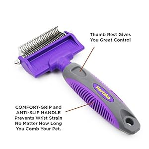 Hertzko Doublesided Dog  Cat Dematting Comb Pet Grooming Tool for Removing Loose Undercoat Mats and Tangled Hair  Doodle Dematting Comb Selfcleaning purple  Cucciolini Doodles Hertzko double sided dog  cat dematting comb pet grooming tool for removing loose undercoat mats and tangled hair  doodle dematting comb self cleaning purple   cucciolini doodles