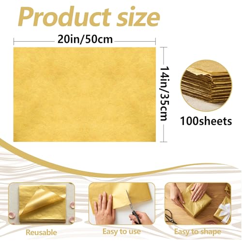Image of Bobobag 100 Sheets Gold Tissue Paper,14 inchX20 inch Metallic Tissue Paper for Gift Bags, Birthday Anniversary Christmas Tissue Gift Wrapping, Holiday Decoration & Arts Craft