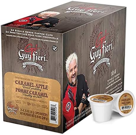 Guy Fieri Flavortown Coffee Pods, Caramel Apple Bread Pudding Flavored Coffee, Medium Roast Coffee, Single Serve for Keurig K Cups Machine, 24 Count
