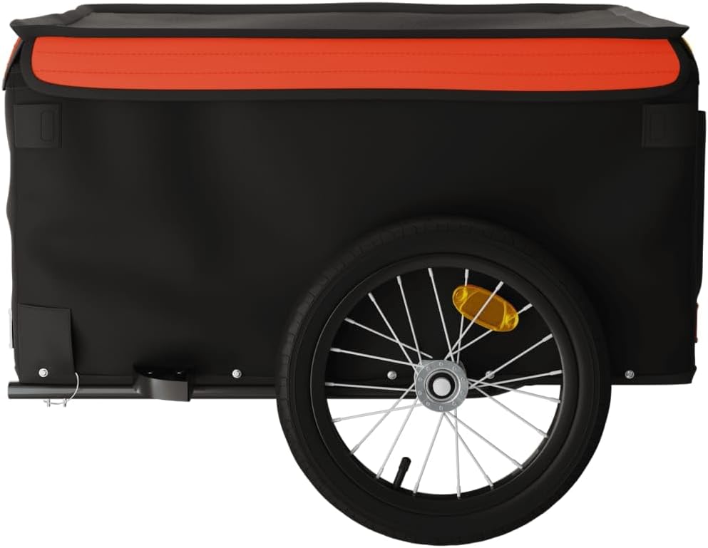 Bike Trailer Black and Orange 45 kg Iron,Bike Trailer Cargo in Steel Frame,ExtraStorage Carrier with Hitch