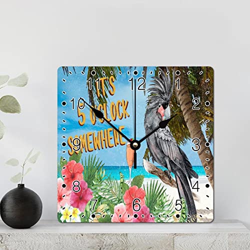Horloge murale en bois perroquet 30cm déco rustique - 2