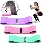 Fitnessbänder Set Männer Frauen 3Pcs rutschfest Übungen Bänder mit 3 Widerstandsstufe Übungsschleifen für Beine & Hintern Elastisch Widerstandsband für Kniebeugen Pilates Yoga Beutebänder