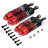 For RC Car 1/10 Traxxas Slash 4X4 4WD Front & Rear Shocks Absorber Damper Short Course Racing Truck Upgrade Parts 4-Pack (Red)