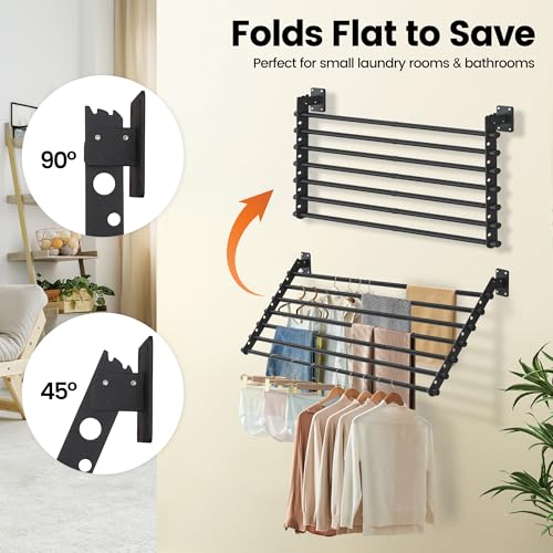 Scisum Wall Mounted Clothes Drying Rack 28 Inch – Foldable Laundry Drying Rack for Wall Mount, Space Saving Indoor Drying Rack for Clothes, Compact & Sturdy Design by Scisum - Image 2
