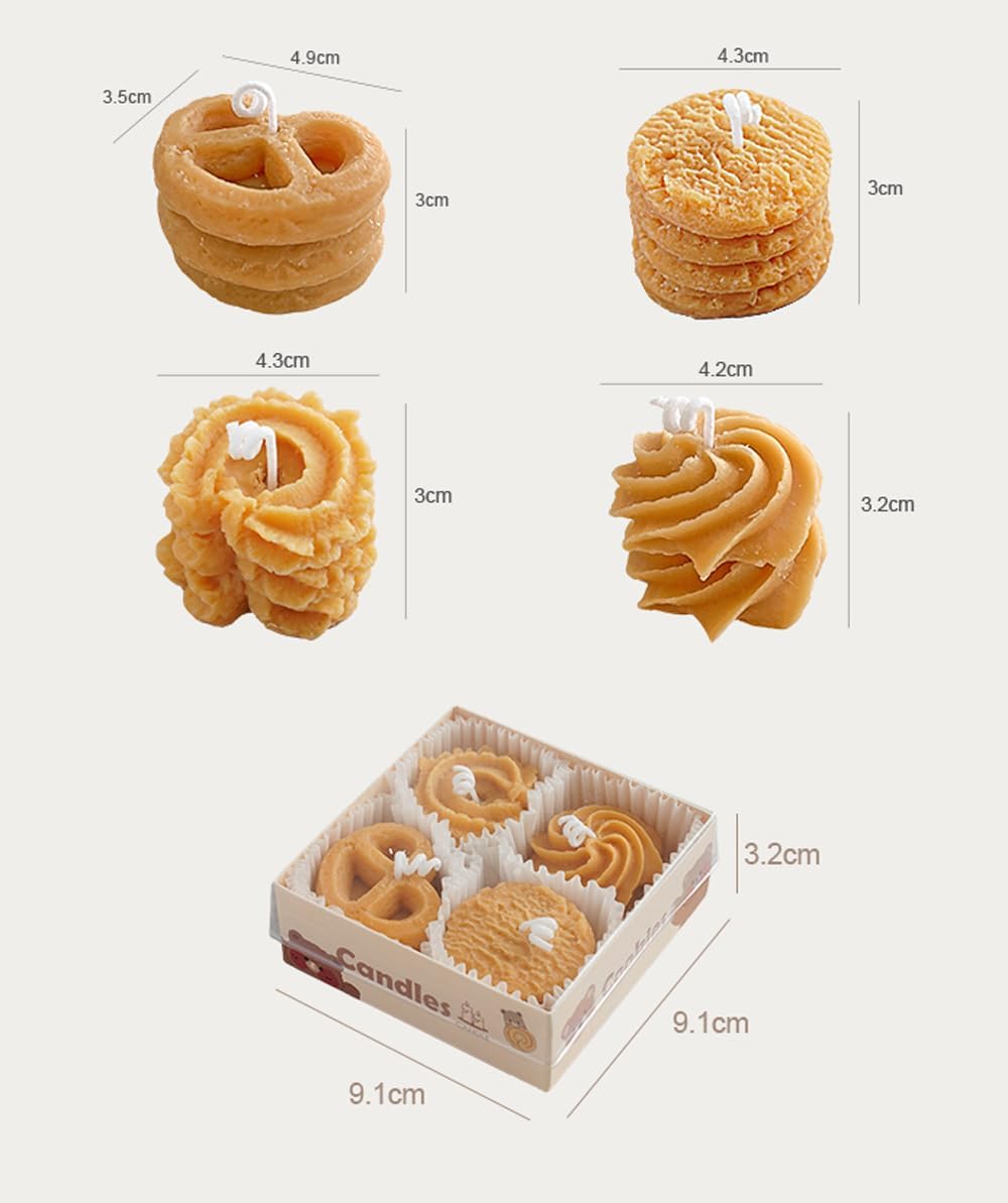 Cookies Shaped Scented Candle,4PACK 120G Biscuit Aroma Soy Wax Decorative Candle for Table Photo Prop Birthday,Prefect Gift for Meditation Stress Relief Mood Boosting Bath Yoga - Image 9