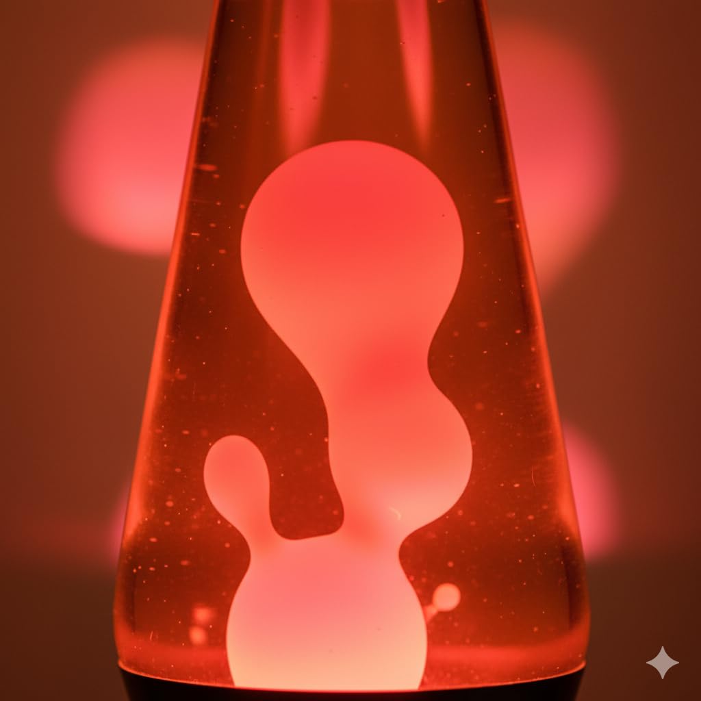 Lavalampe 37 cm rot-rosa mit Metallsockel, Glühbirne und Kabel – Ambientebeleuchtung und Dekoration für Kinder- oder Jugendzimmer – Entspannende Lampe im Retro-Stil für zu Hause