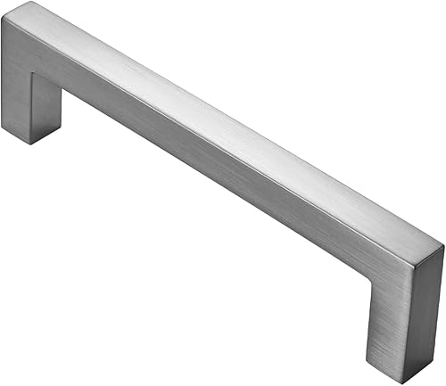 TUNNY Paquete de 10 manijas cuadradas sólidas para gabinete, 3 pulgadas2.992 in de distancia entre tornillos de níquel brillante, manijas de muebles