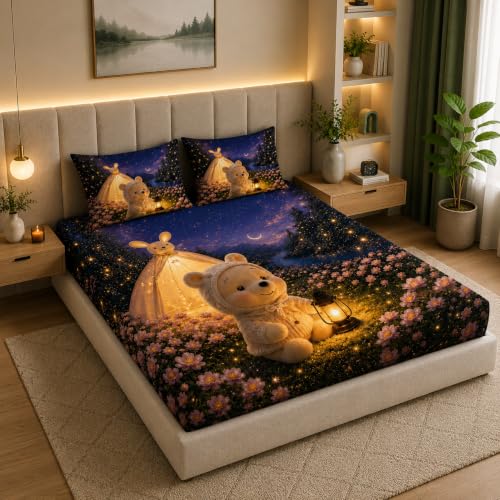 Image of 7D Digital Printed King Size Bedsheet with 2 Pillow Covers | Soft Premium Cotton Feel Microfiber Double Bed Bedsheet | Wrinkle Free & Fade Resistant | (lalten, King Size - 90 x 100)