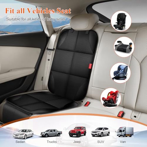 Image of Car Seat Protector for Child Car Seat, 600D Fabric Safe Car Seat Cover with Upgraded Non-Slip Backing, Waterproof Seat Protector Under Baby Car Seat with Thick Padding for Car Back Front Seat